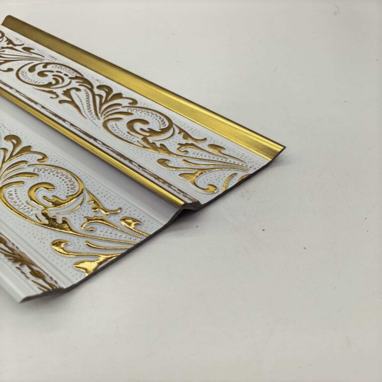 cornice PS European Scroll Embossed Crown Molding, White Gold Light Luxury Ceiling Cornice Trim
