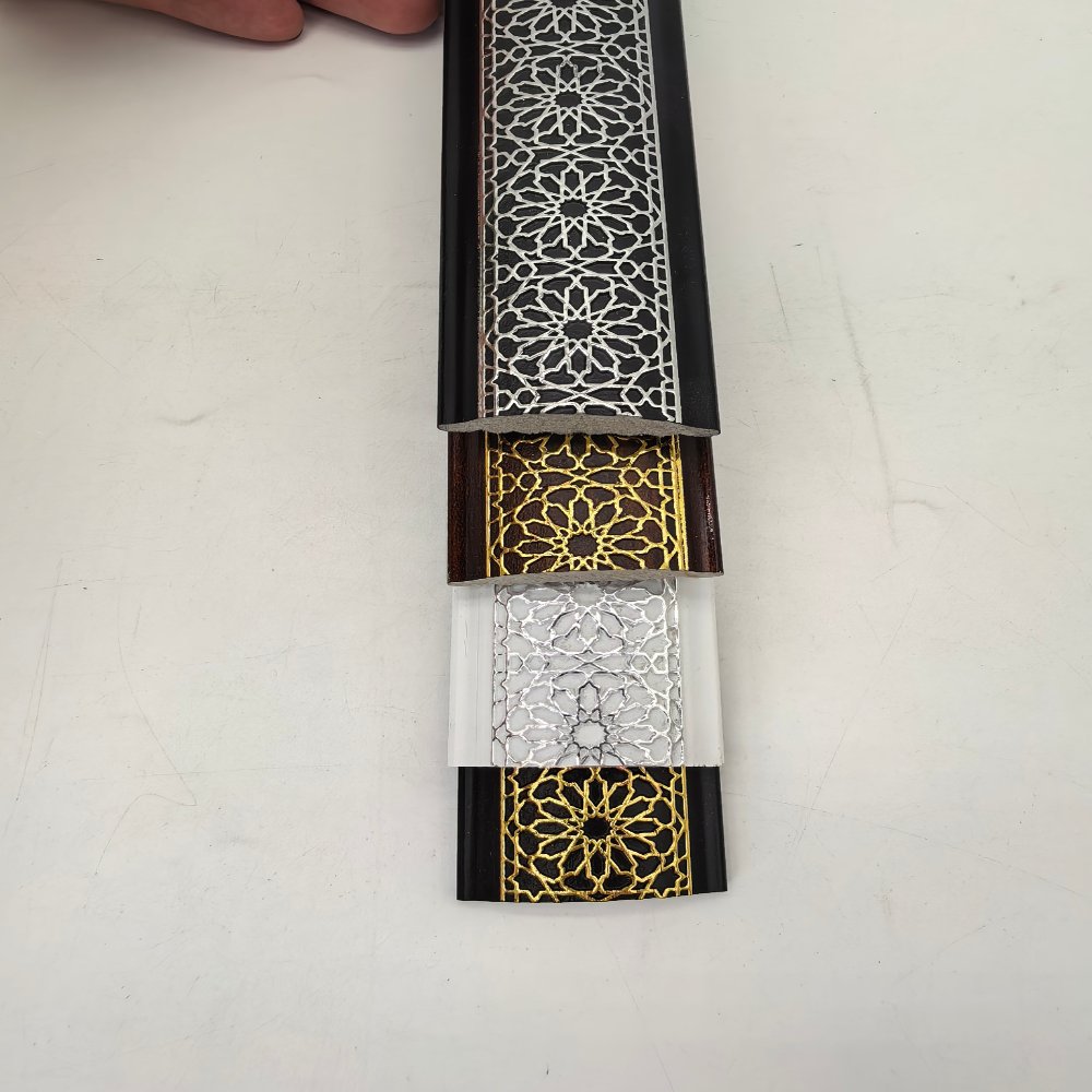 decor line PS Islamic Geometric Pattern Curved Molding, Middle Eastern Gold Foil Frame Trim