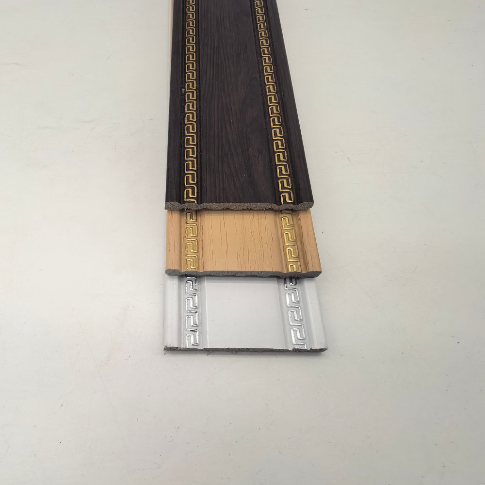 decor line PS Chinese Double-Side Hui Pattern Molding, Gold Inlay Wood Grain Frame Trim