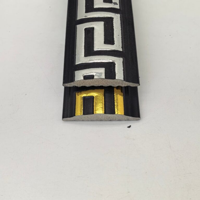decor line PS Chinese Hui Pattern Curved Molding, Black Base Gold Foil Frame Trim
