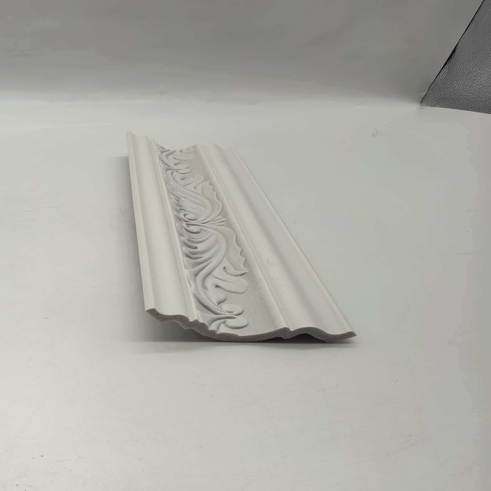 cornice PS European Scroll Embossed Crown Molding, Raw White Blank Ceiling Cornice Line
