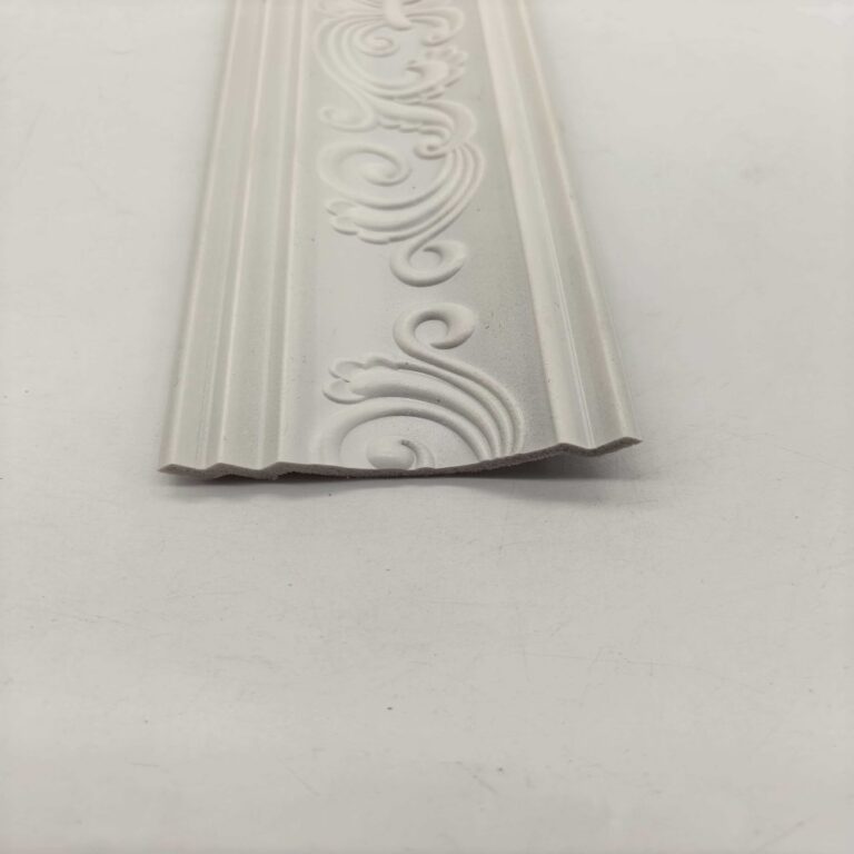 cornice PS European Scroll Embossed Crown Molding, Raw White Blank Ceiling Cornice Line