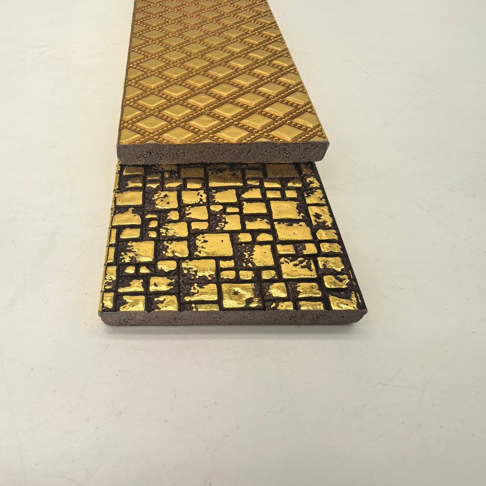 decor line PS Grid Gold Foil Embossed Molding, Vintage Gold Brick Pattern Frame Trim