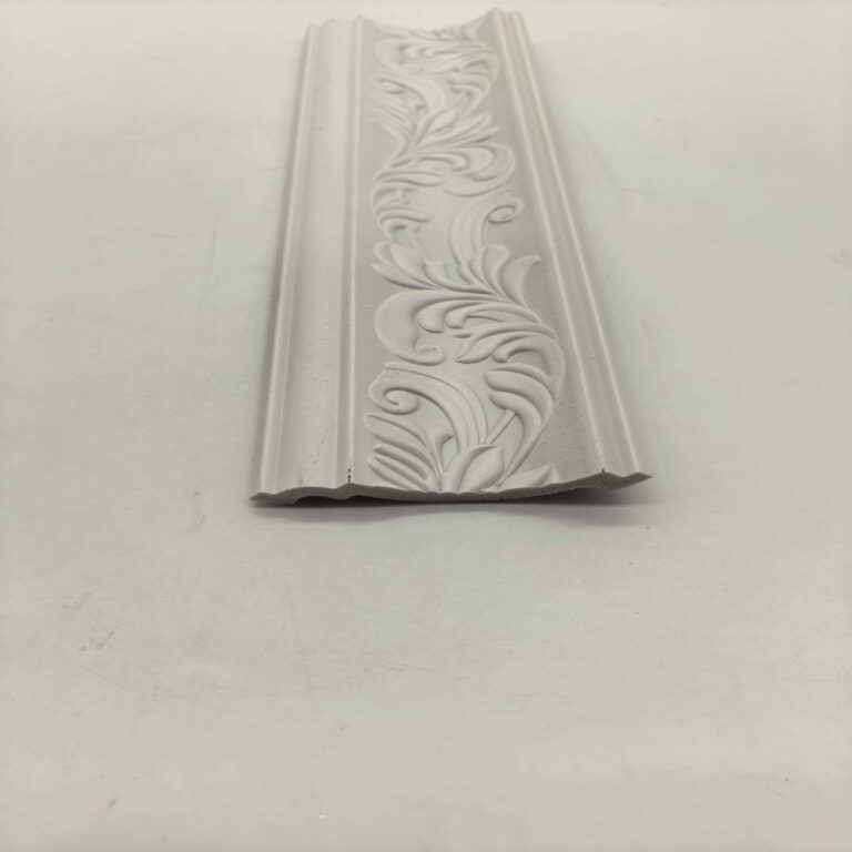 cornice PS Symmetrical European Scroll Crown Molding, Raw White Unpainted Ceiling Cornice Line