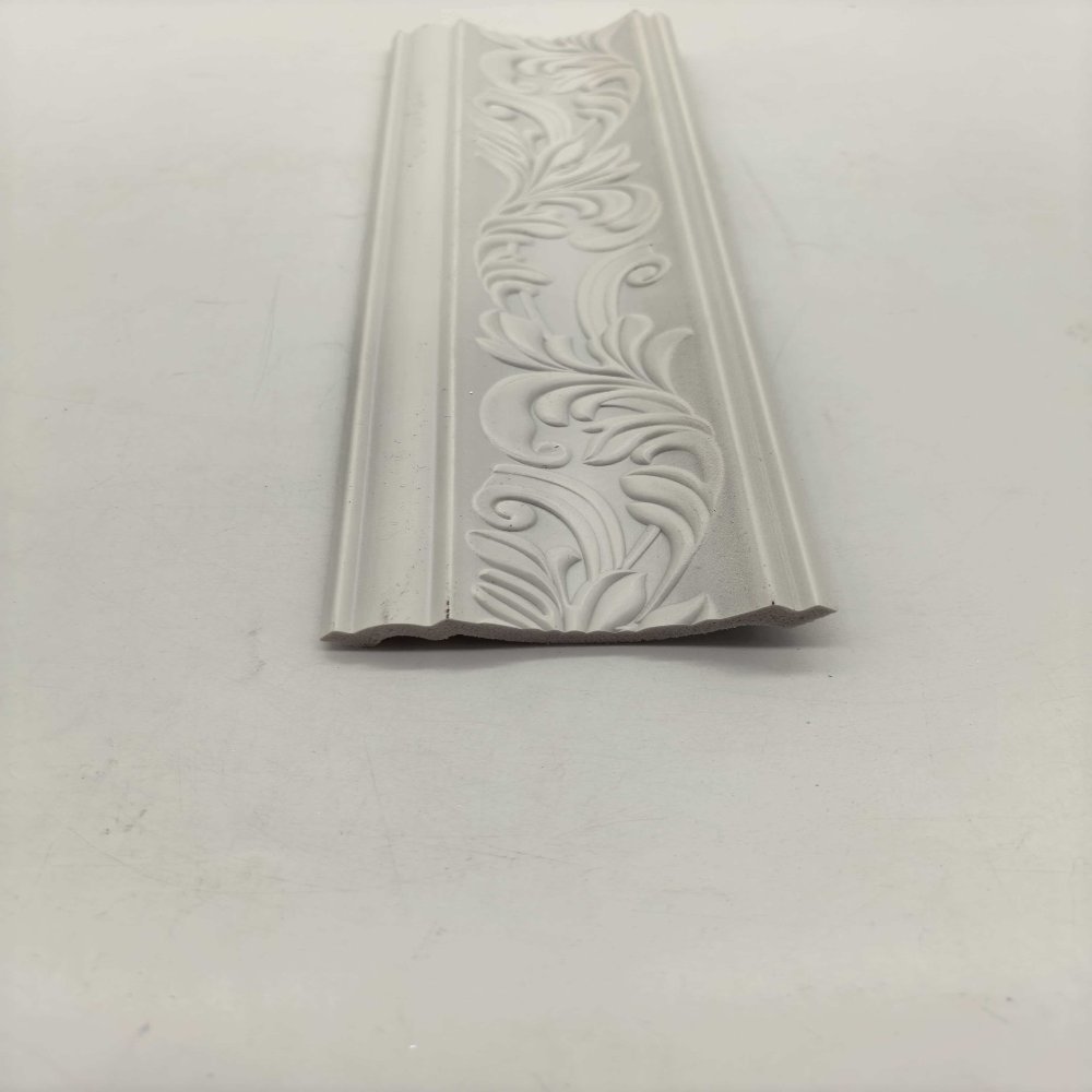 cornice PS Symmetrical European Scroll Crown Molding, Raw White Unpainted Ceiling Cornice Line